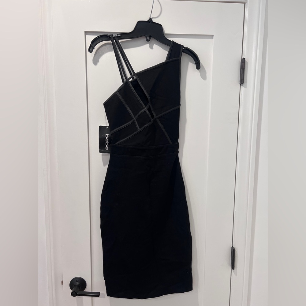 Bebe Black One Shoulder Dress